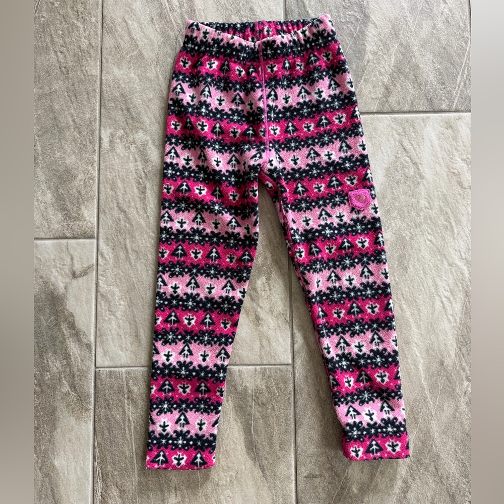 Obermeyer Pink and Black Patterned Fleece Leggings